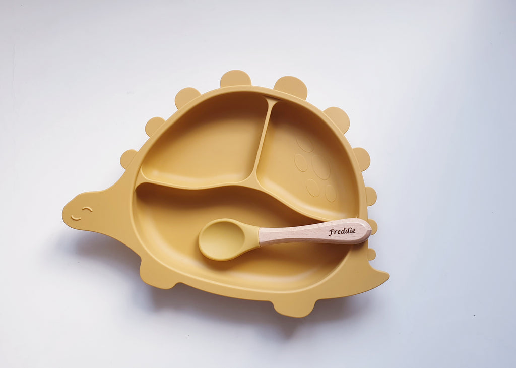 Dinosaur Children Plate with Custom Spoon