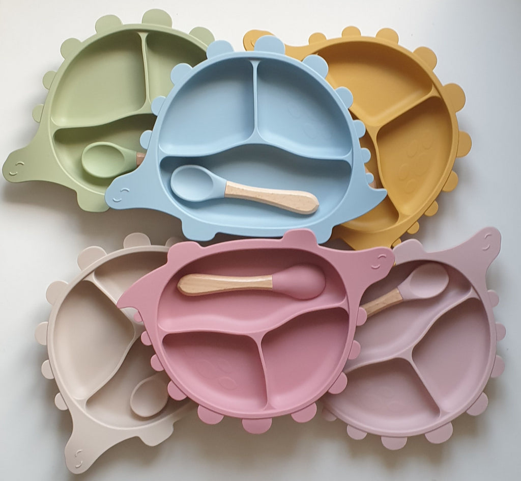 Dinosaur Children Plate with Custom Spoon