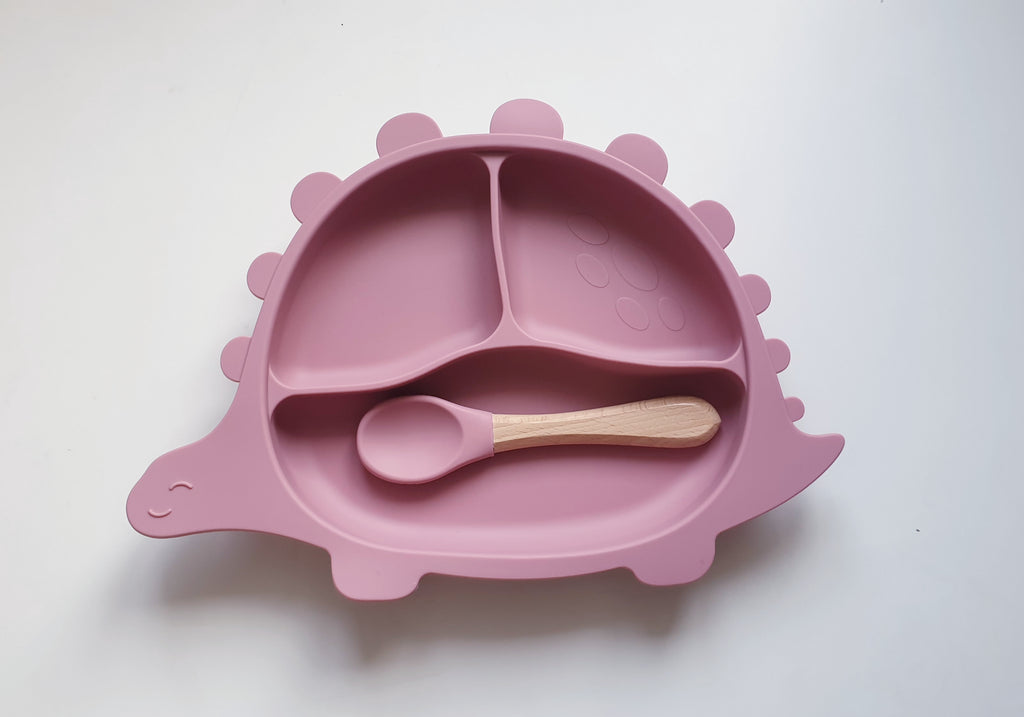 Dinosaur Children Plate with Custom Spoon