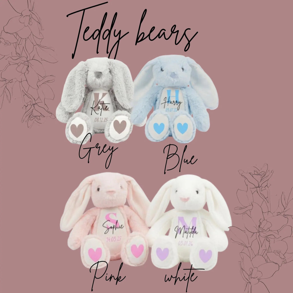 Personalised Plush Bunny Toy  Baby Gift