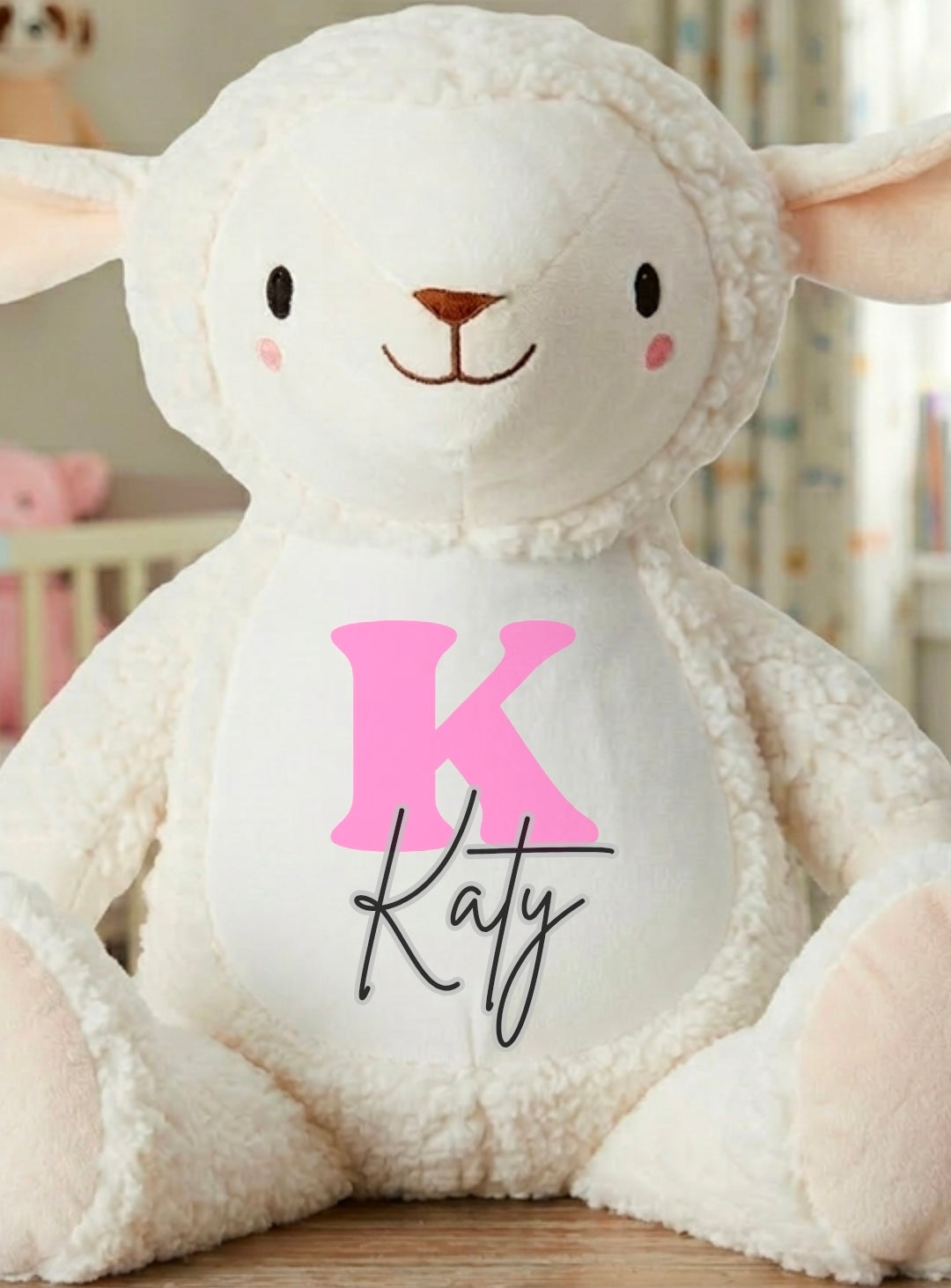 Personalised Lamb Soft Toy – Custom Name & Initial