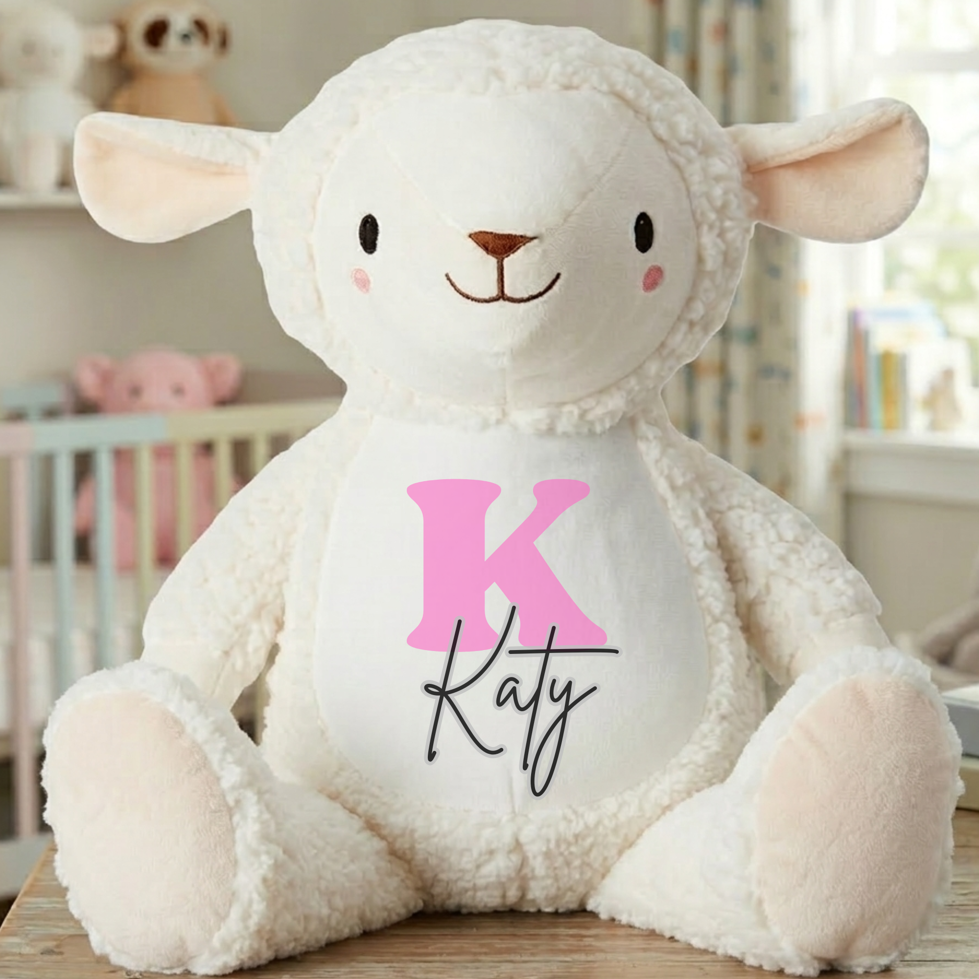 Personalised Lamb Soft Toy – Custom Name & Initial